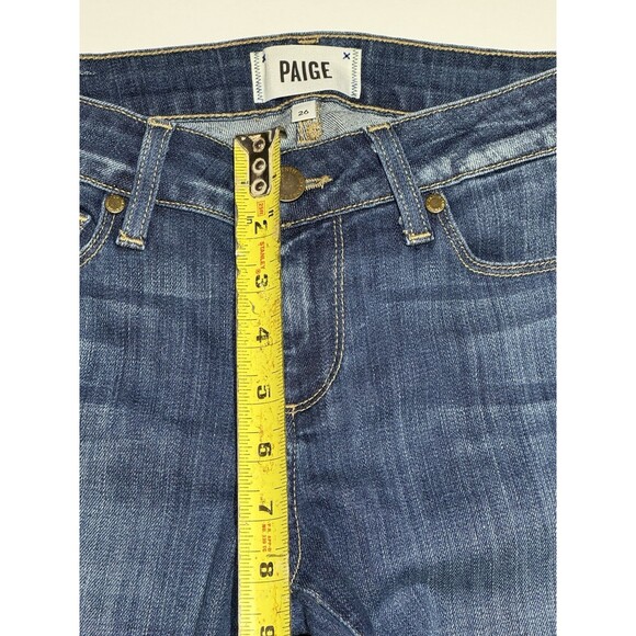 Paige Verdugo Ankle Jeans Women’s 26 Dark Wash Skinny Raw Hem Stretch Denim USA - Picture 2 of 8